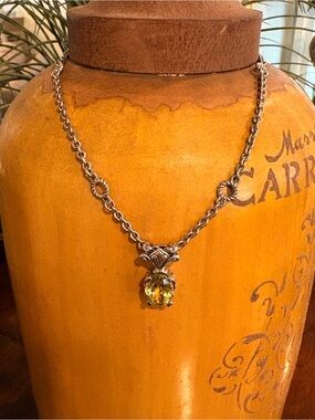 Ann King Retired Orchid Pendant Sterling Silver 18K Gold Citrine Signed